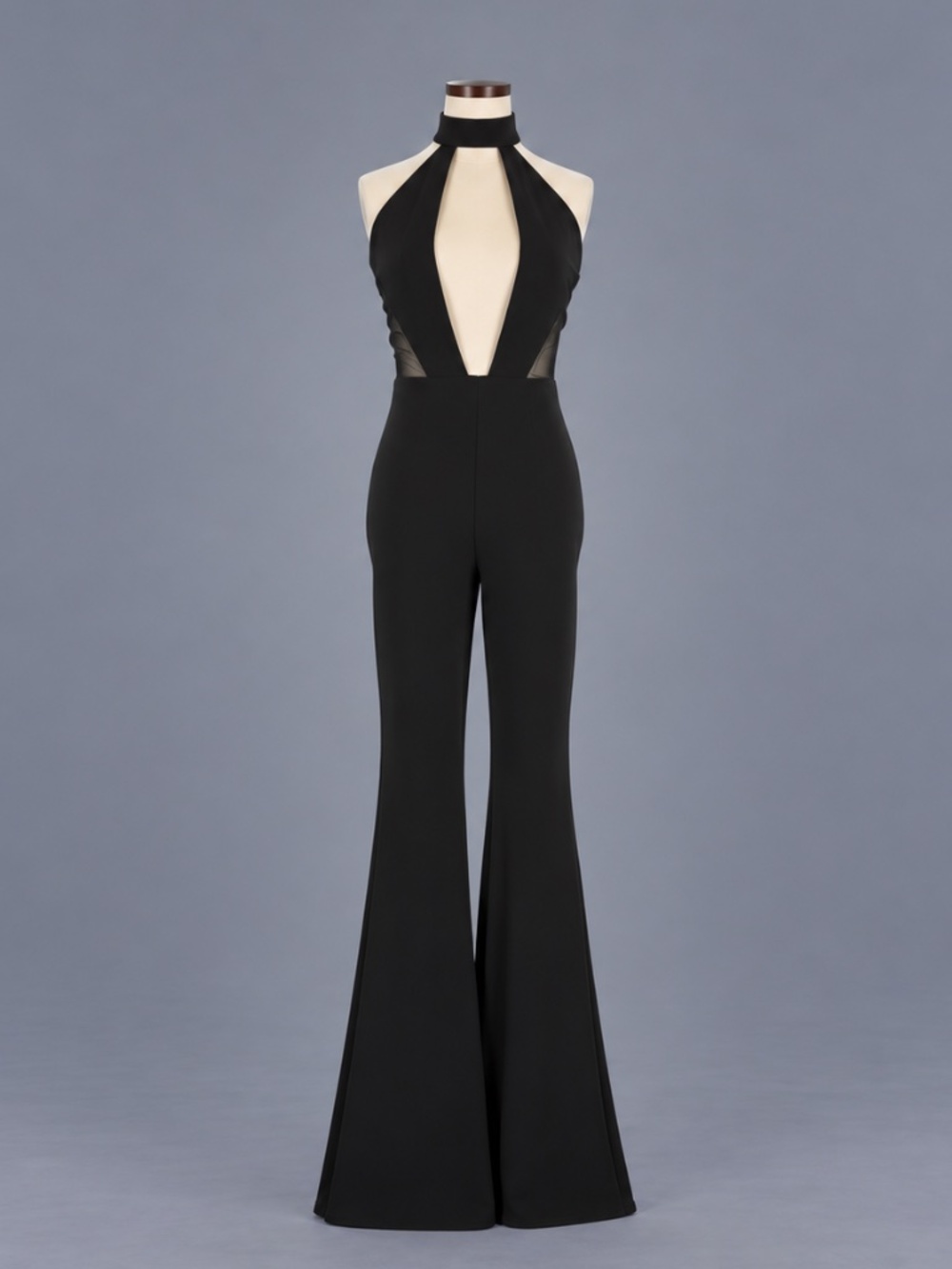 Adika Black Halter Cutout Flare Jumpsuit – Size XS NWT